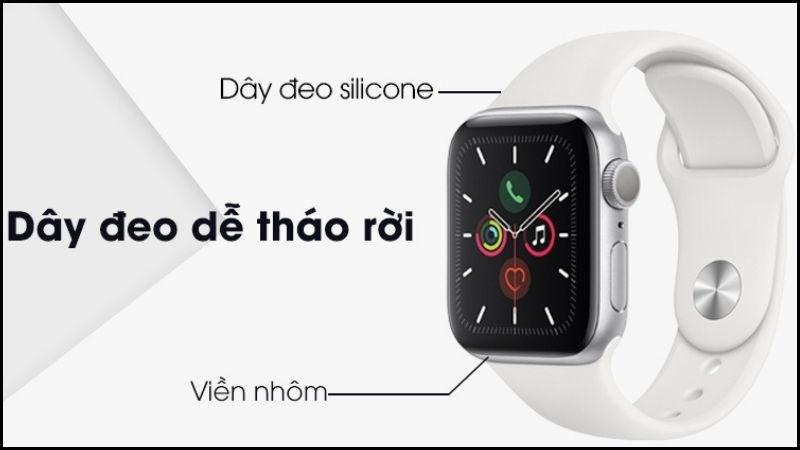 Apple Watch Series 5 sở hữu màn hình viền nhôm sang trọng cùng dây đeo có thể tháo rời