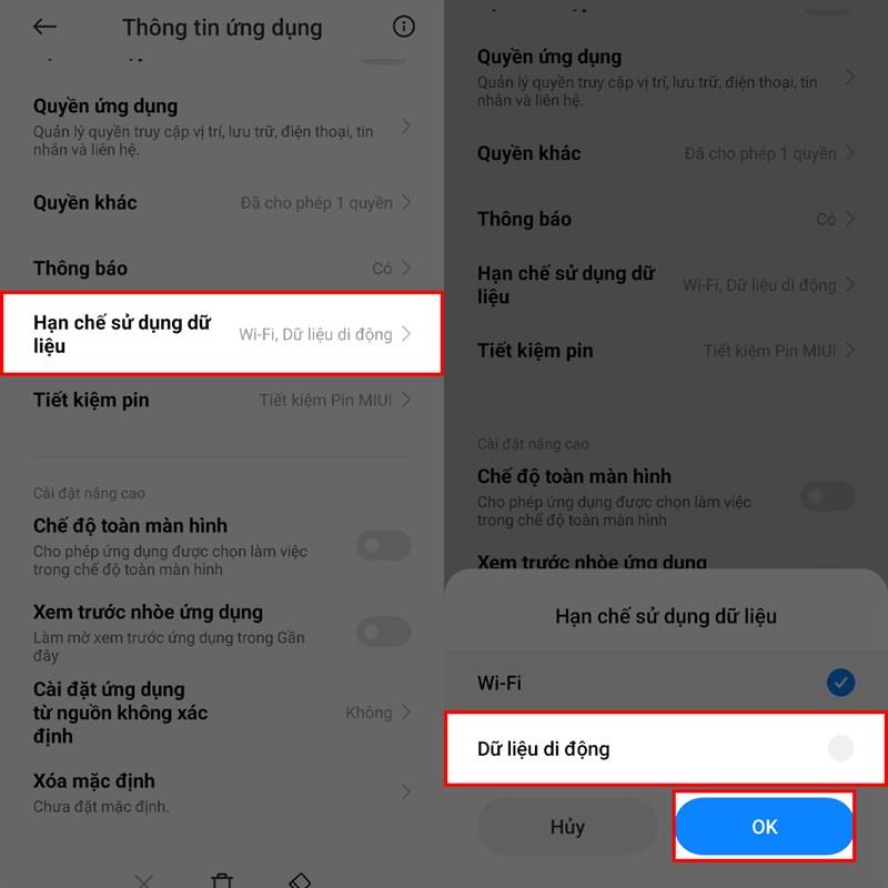 Cách ngăn ứng dụng sử dụng data với điện thoại Xiaomi