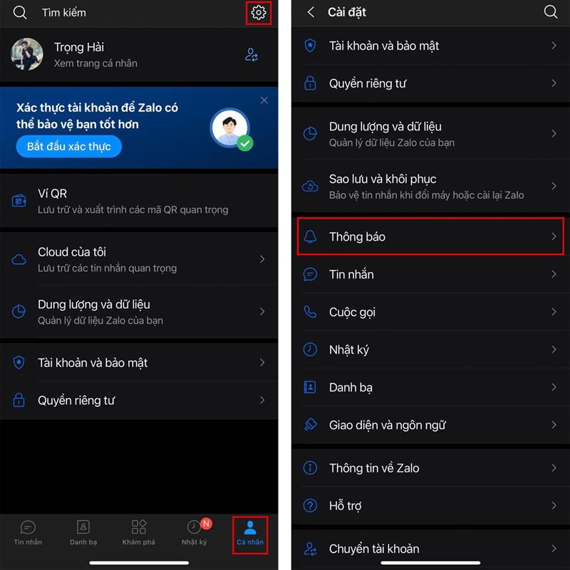 Cài đặt thông báo Zalo