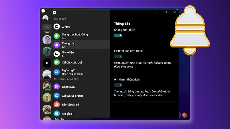 Chỉnh thông báo Messenger máy tính