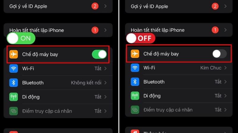 Người dùng bật/tắt chế độ máy bay