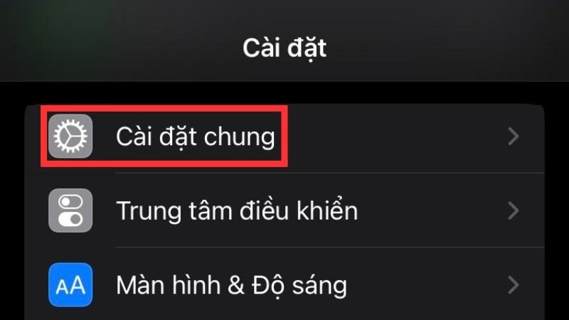 V&agrave;o C&agrave;i đặt > Chọn C&agrave;i đặt chung