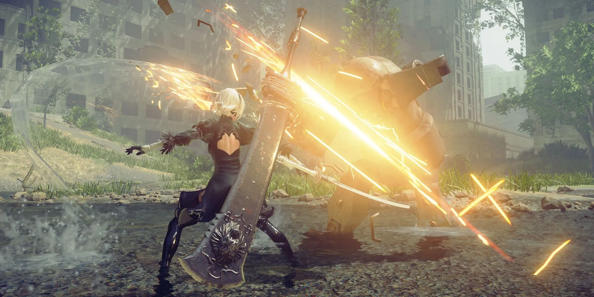 2B thực hiện đòn tấn công đẹp mắt trong NieR Automata