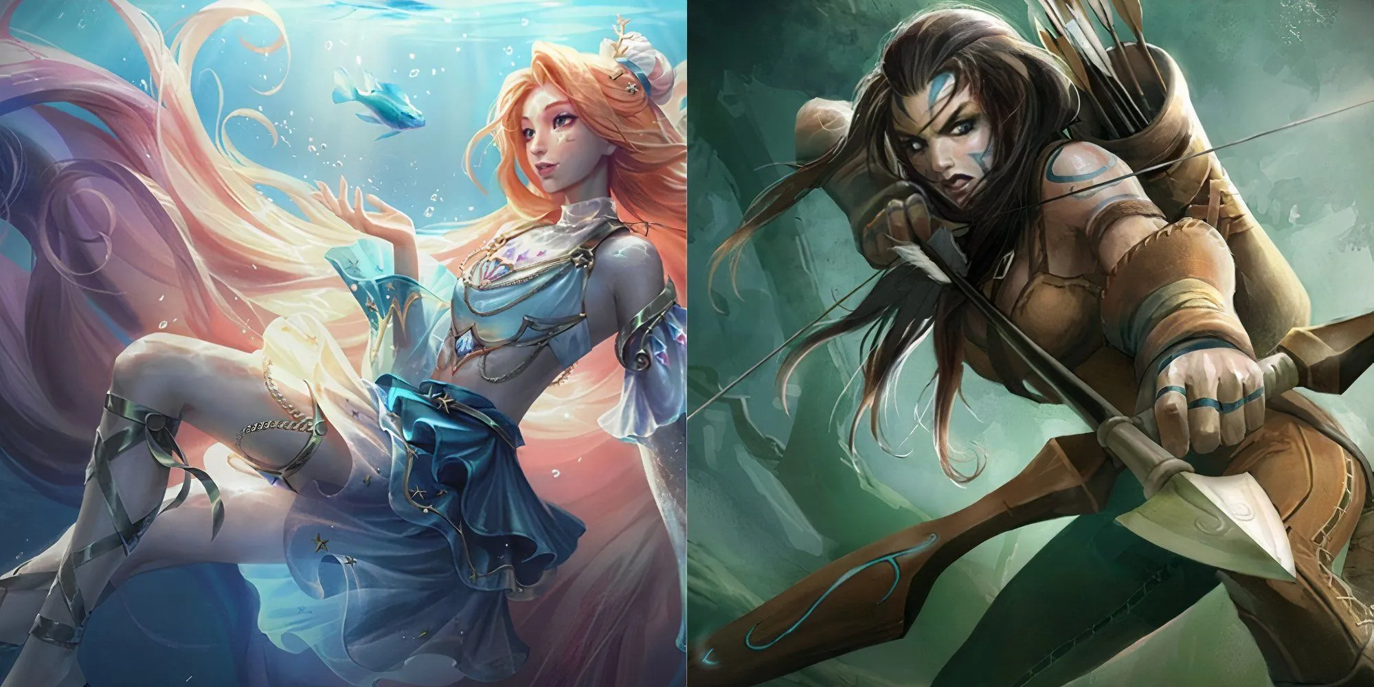 Ashe và Seraphine cấu rỉa và khống chế đối thủ từ xa tại đường dưới