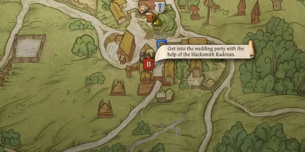 Bản đồ trong Kingdom Come Deliverance 2 chỉ mục tiêu là Radovan