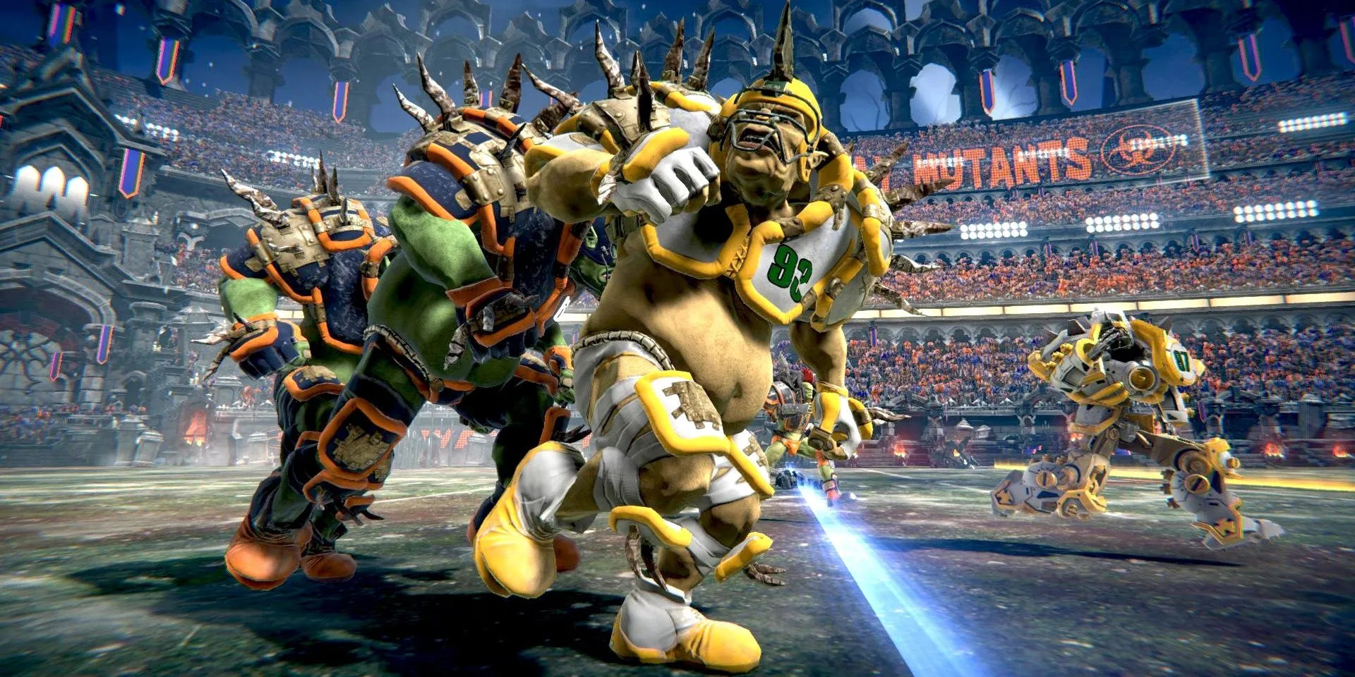 Các cầu thủ quái vật trên sân trong Mutant Football League