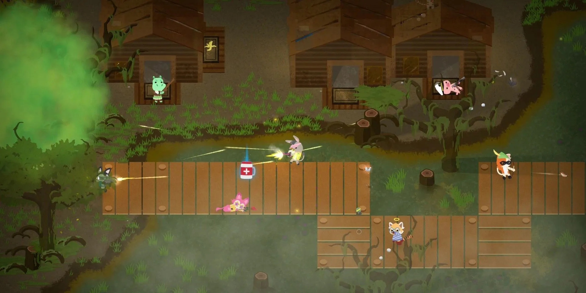 Các nhân vật động vật đáng yêu trong Super Animal Royale đang giao chiến