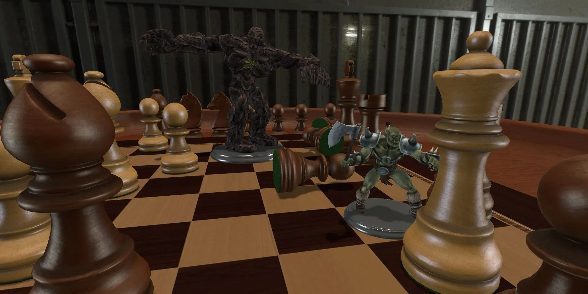 Các quân cờ trên bàn cờ vua trong Tabletop Simulator