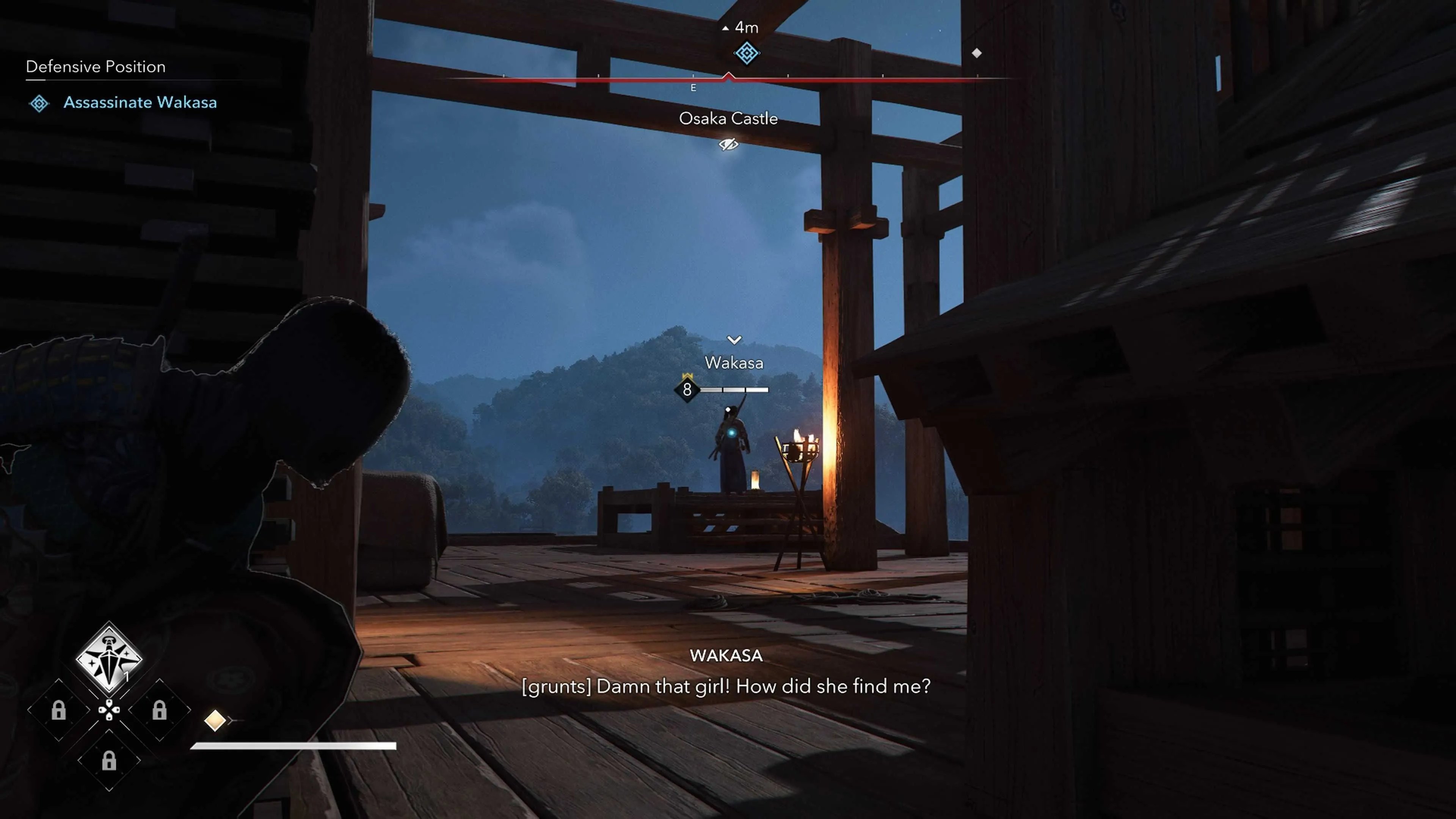 Cảnh ám sát một mục tiêu quan trọng trong nhiệm vụ của Assassin's Creed Shadows