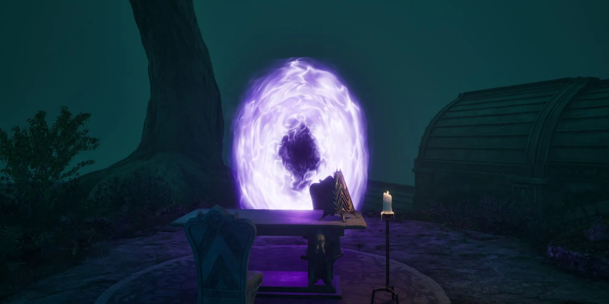 Cánh cổng dịch chuyển trở lại Cyrodiil, lối thoát khỏi Shivering Isles trong The Elder Scrolls IV Oblivion Remastered.