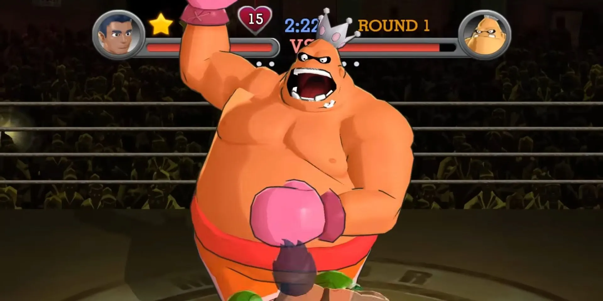 Cảnh Little Mac đấu King Hippo trong game Punch-Out!! năm 2009 trên Wii