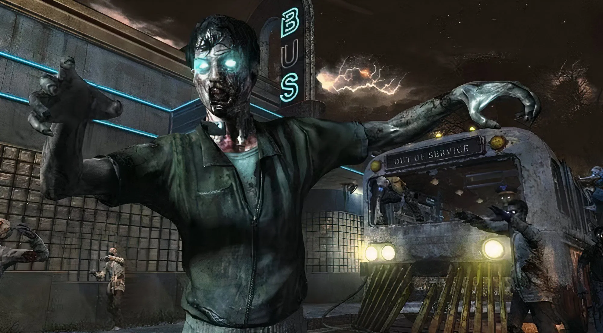 Chế độ Zombies trong Call of Duty với nhiều quái vật và hiệu ứng cháy nổ