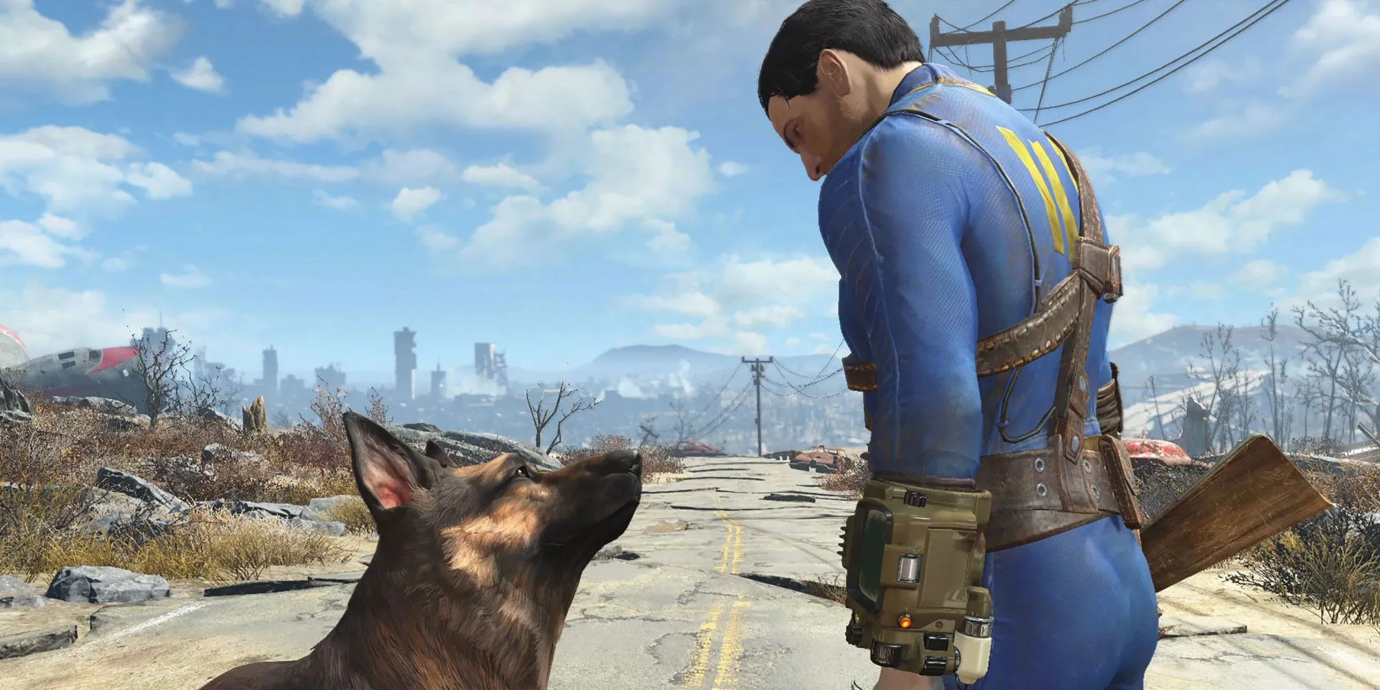 Chú chó Dogmeat đồng hành cùng người chơi trong Fallout 4 thế giới hậu tận thế