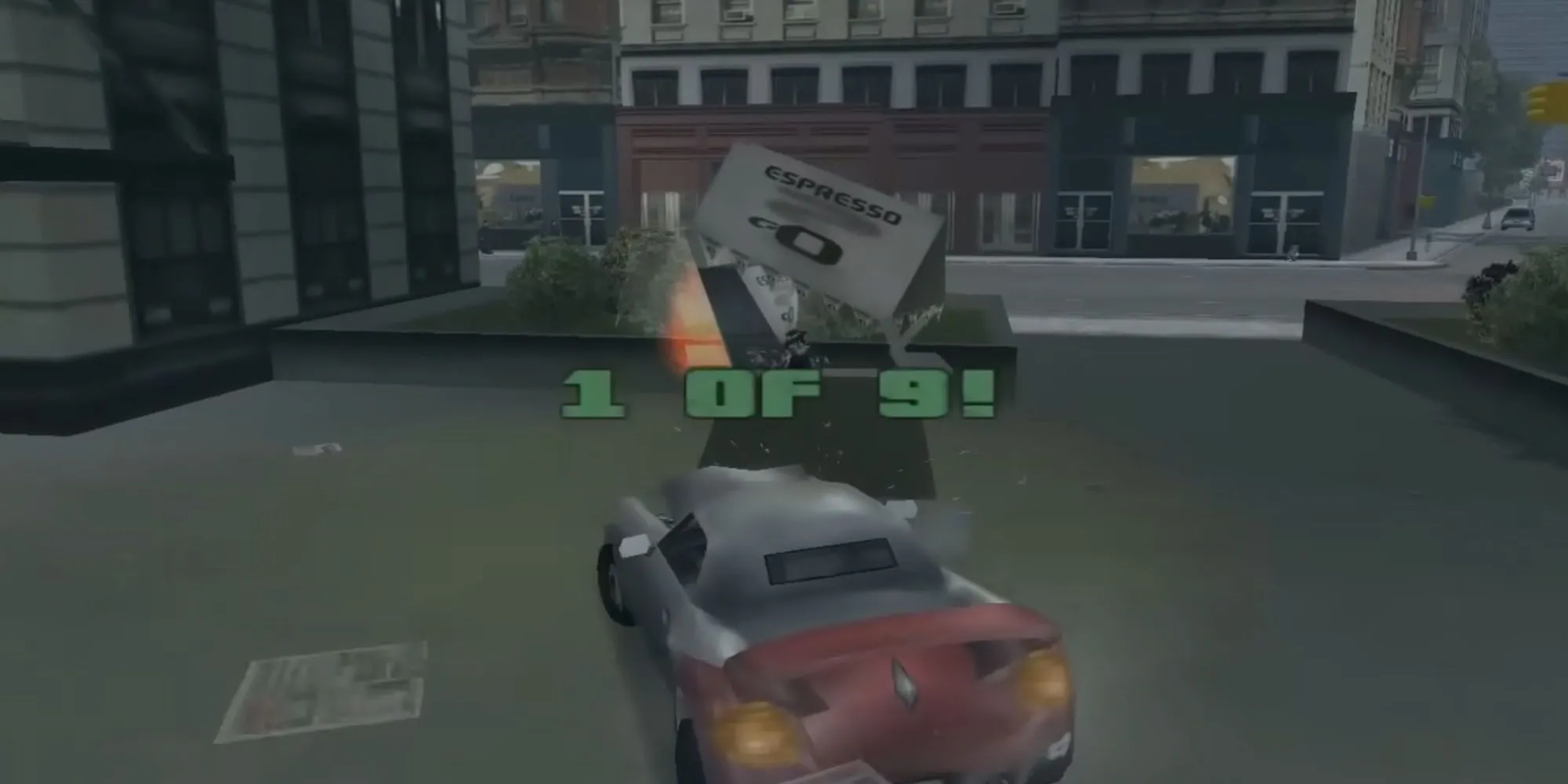 Claude lái xe truy tìm và phá hủy các quầy cà phê của Cartel trong nhiệm vụ Espresso-2-Go! GTA 3