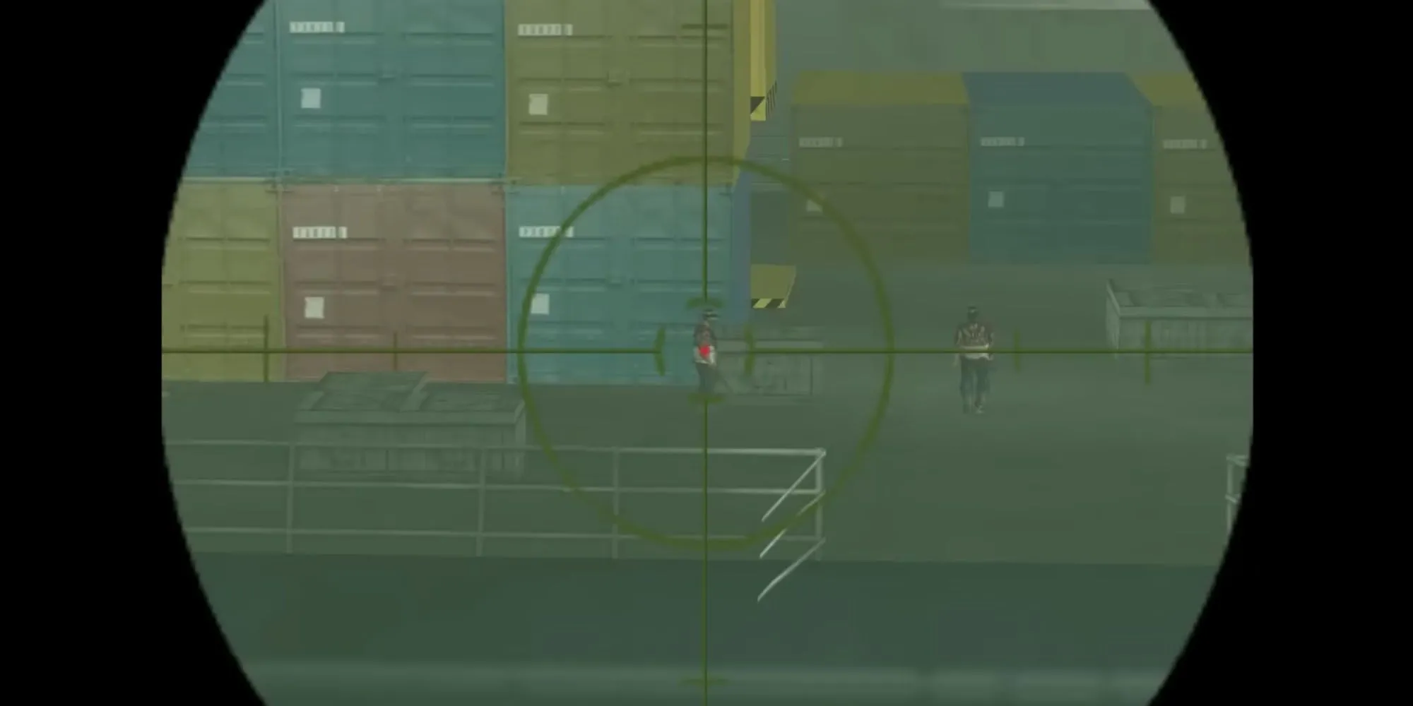 Claude ngắm bắn từ xa yểm trợ 8-Ball đặt bom trong nhiệm vụ Bomb Da Base Act II GTA 3