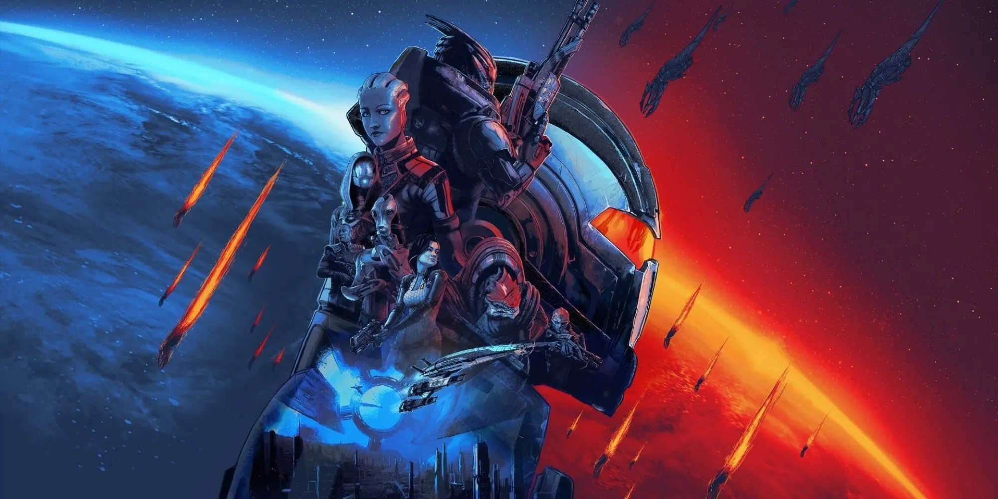 Commnader Shepard và đồng đội trong một cảnh chiến đấu của Mass Effect