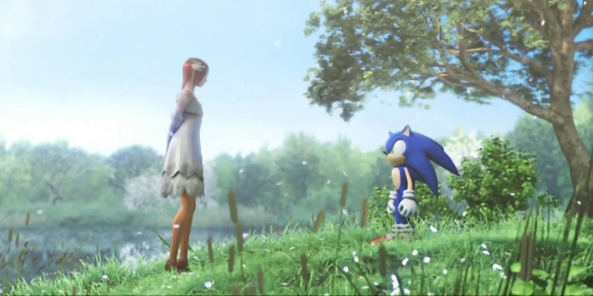 Công chúa Elise và Sonic đứng trên cánh đồng trong Sonic The Hedgehog 2006