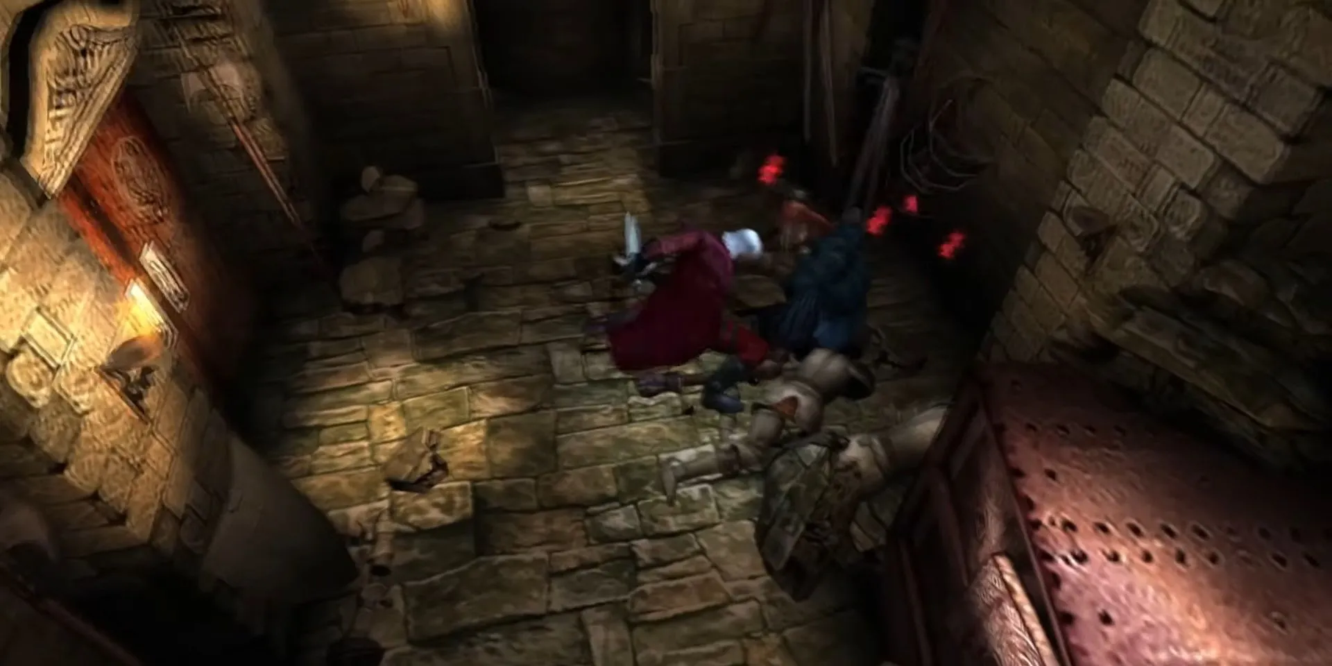 Dante thu thập Red Orb sau khi phá vỡ đồ vật trong game Devil May Cry.