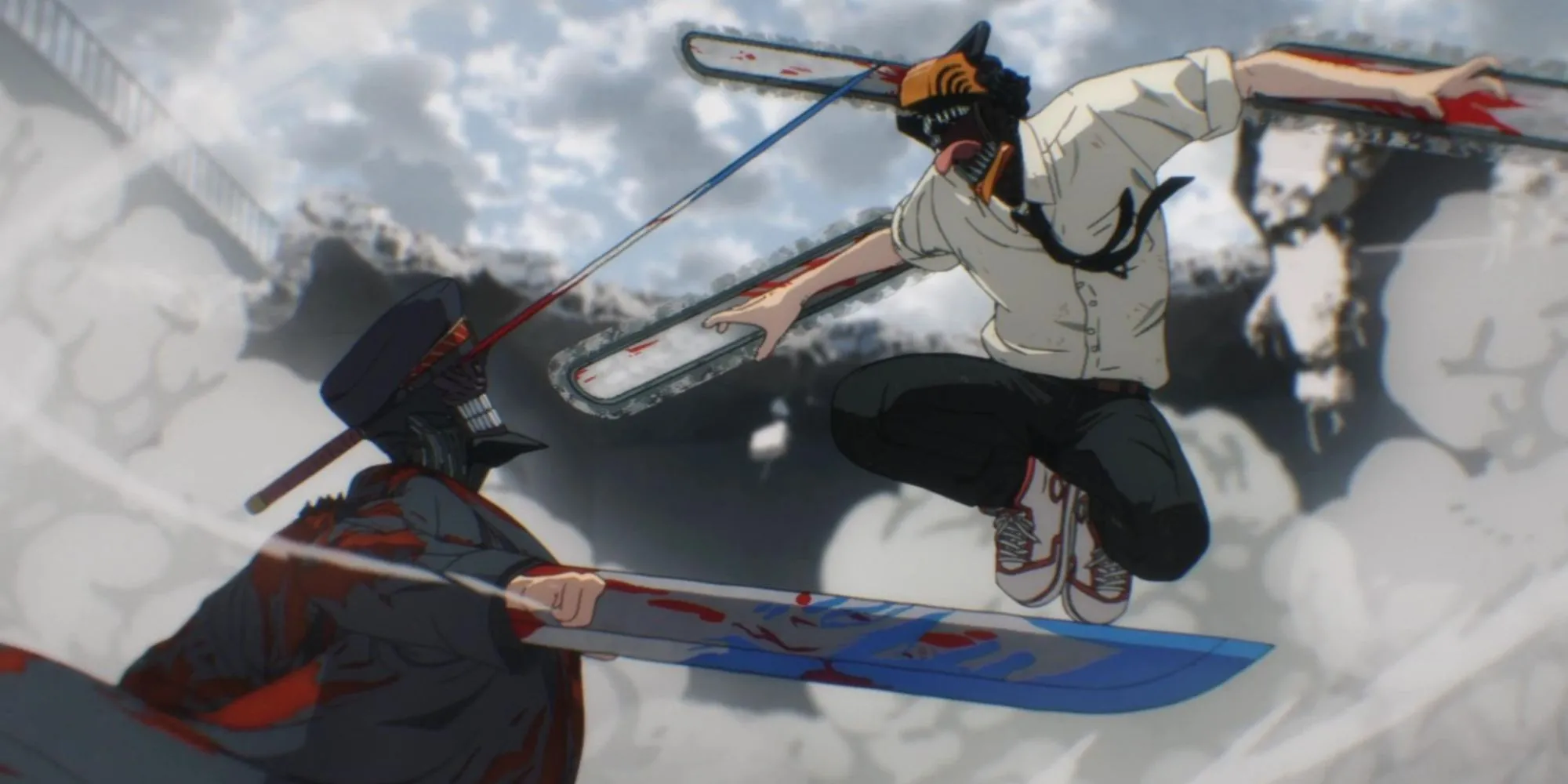 Denji Chainsaw Man đối đầu Katana Man trong trận chiến ác liệt