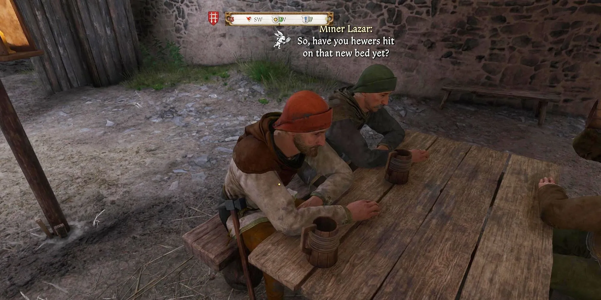 Foreman Vlach đang đối thoại để giao nhiệm vụ Yackers 'n' Fash trong Kingdom Come Deliverance 2 tại quán rượu Kuttenberg