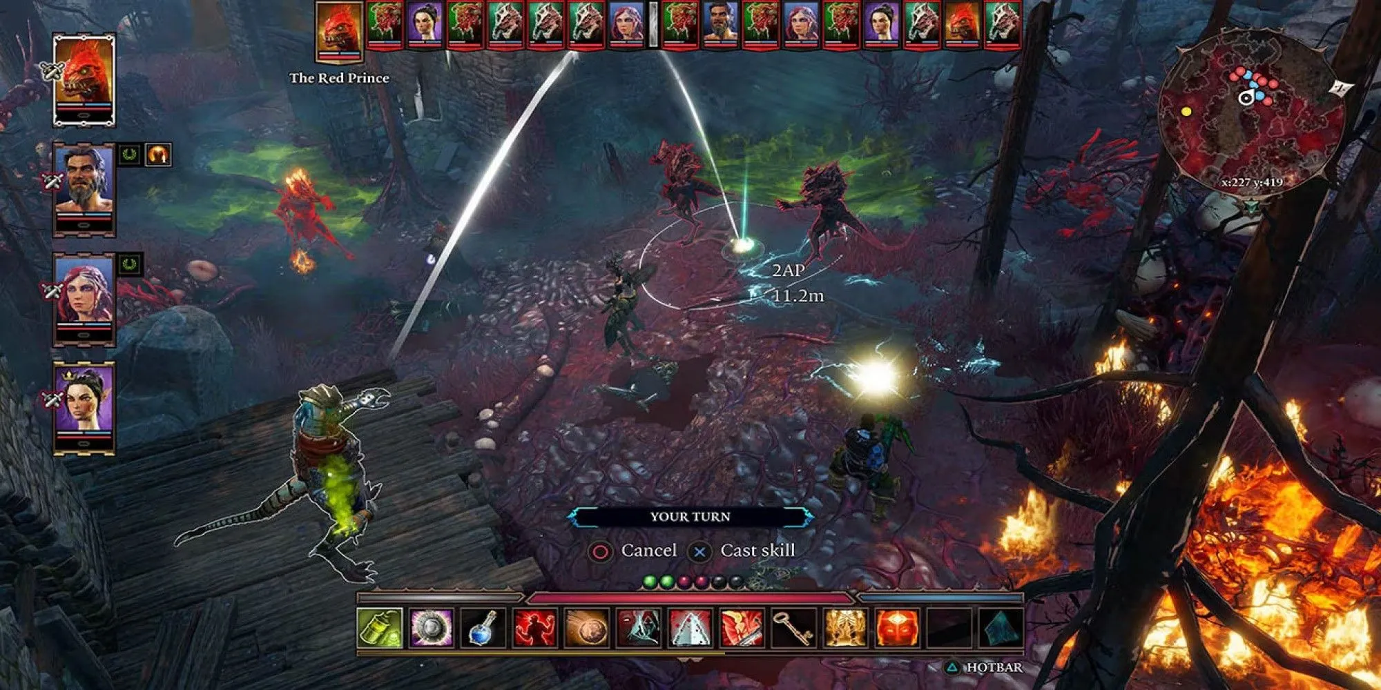 Gameplay của Divinity Original Sin 2 với các nhân vật chiến đấu trong môi trường tương tác cao
