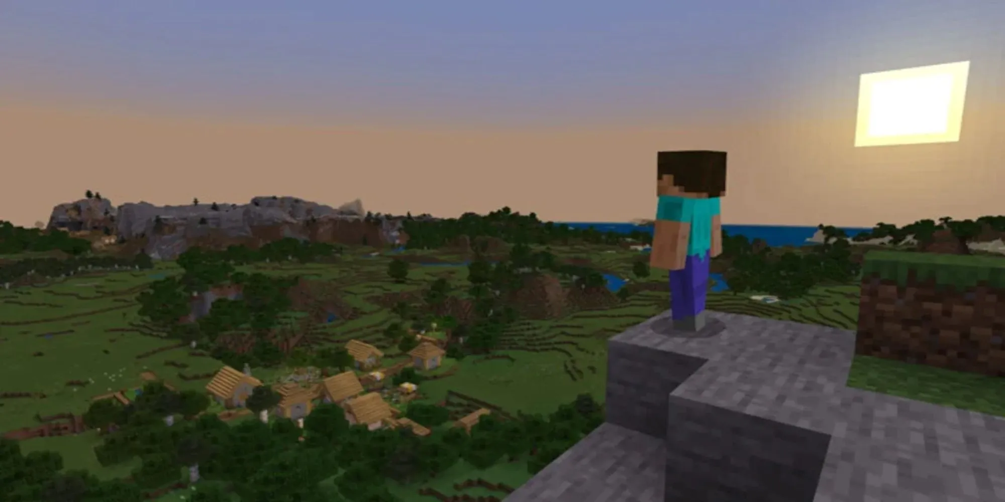 Gameplay Minecraft với các khối tài nguyên và cơ chế chế tạo thức ăn cơ bản