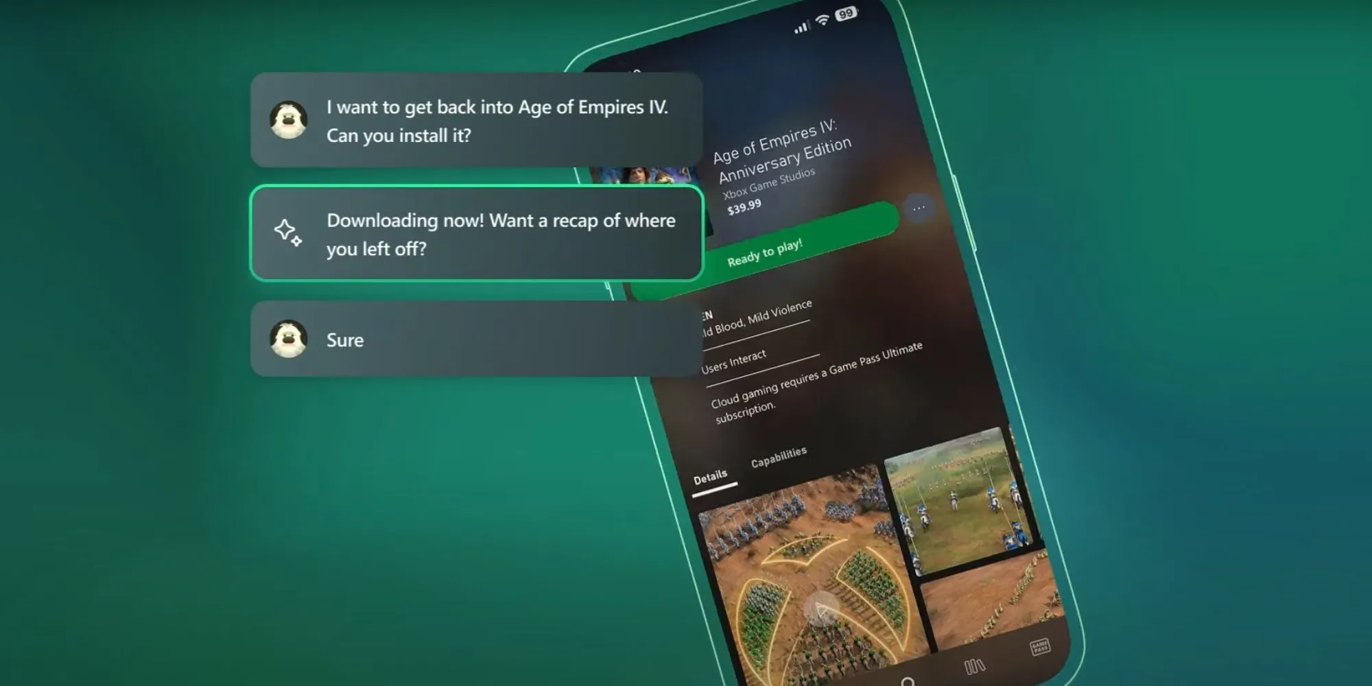 Giao diện AI Copilot trên Xbox hỗ trợ cài đặt và tóm tắt game Age of Empires IV