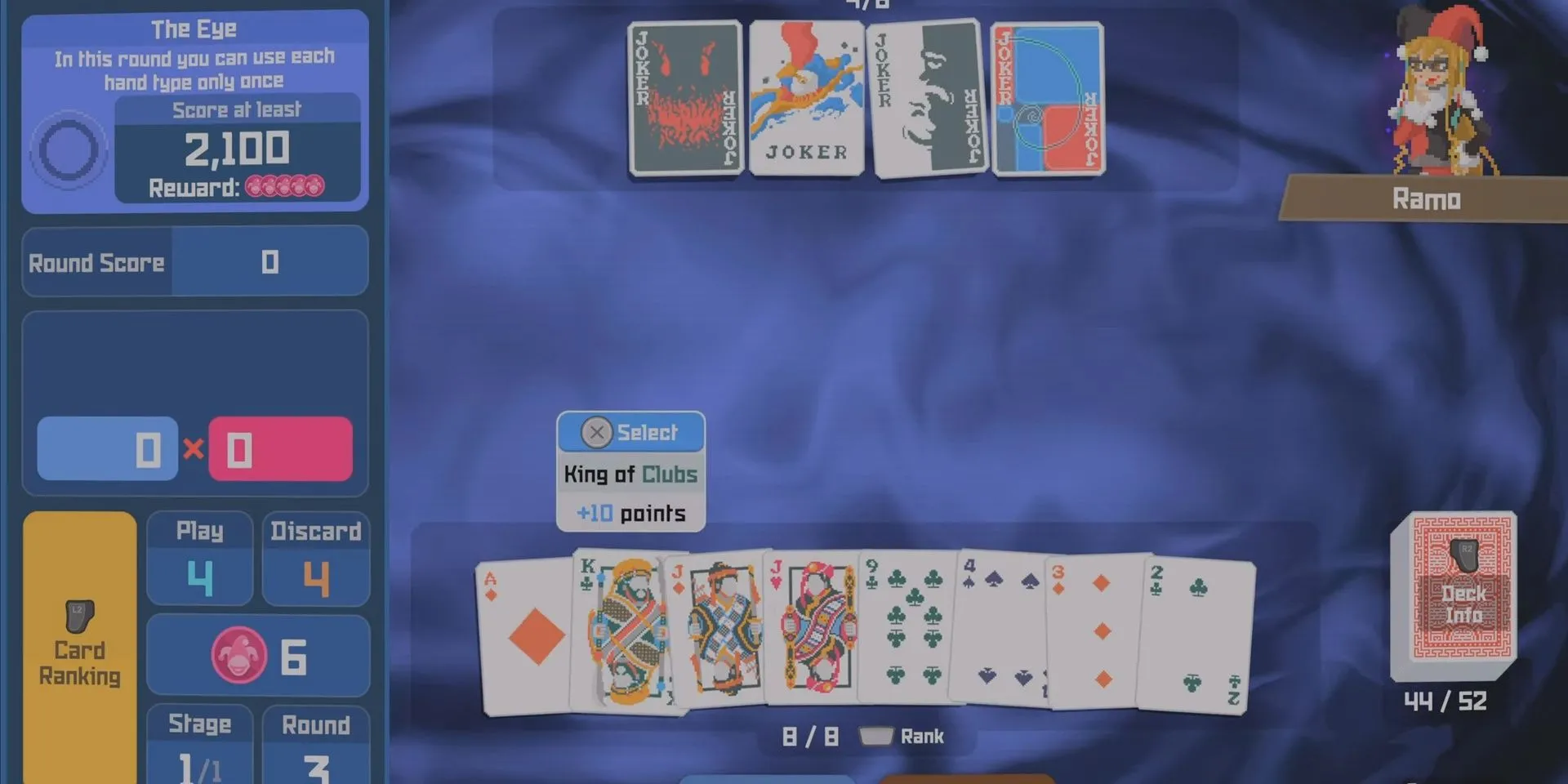 Giao diện chơi Balatro trong game Dave the Diver