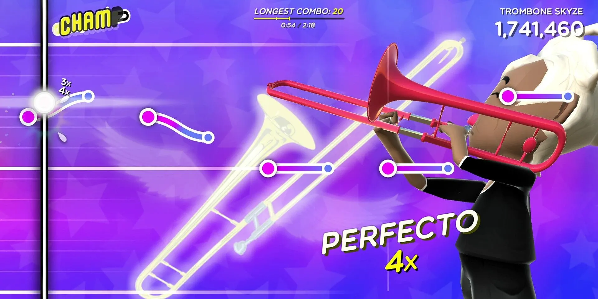 Giao diện gameplay của Trombone Champ