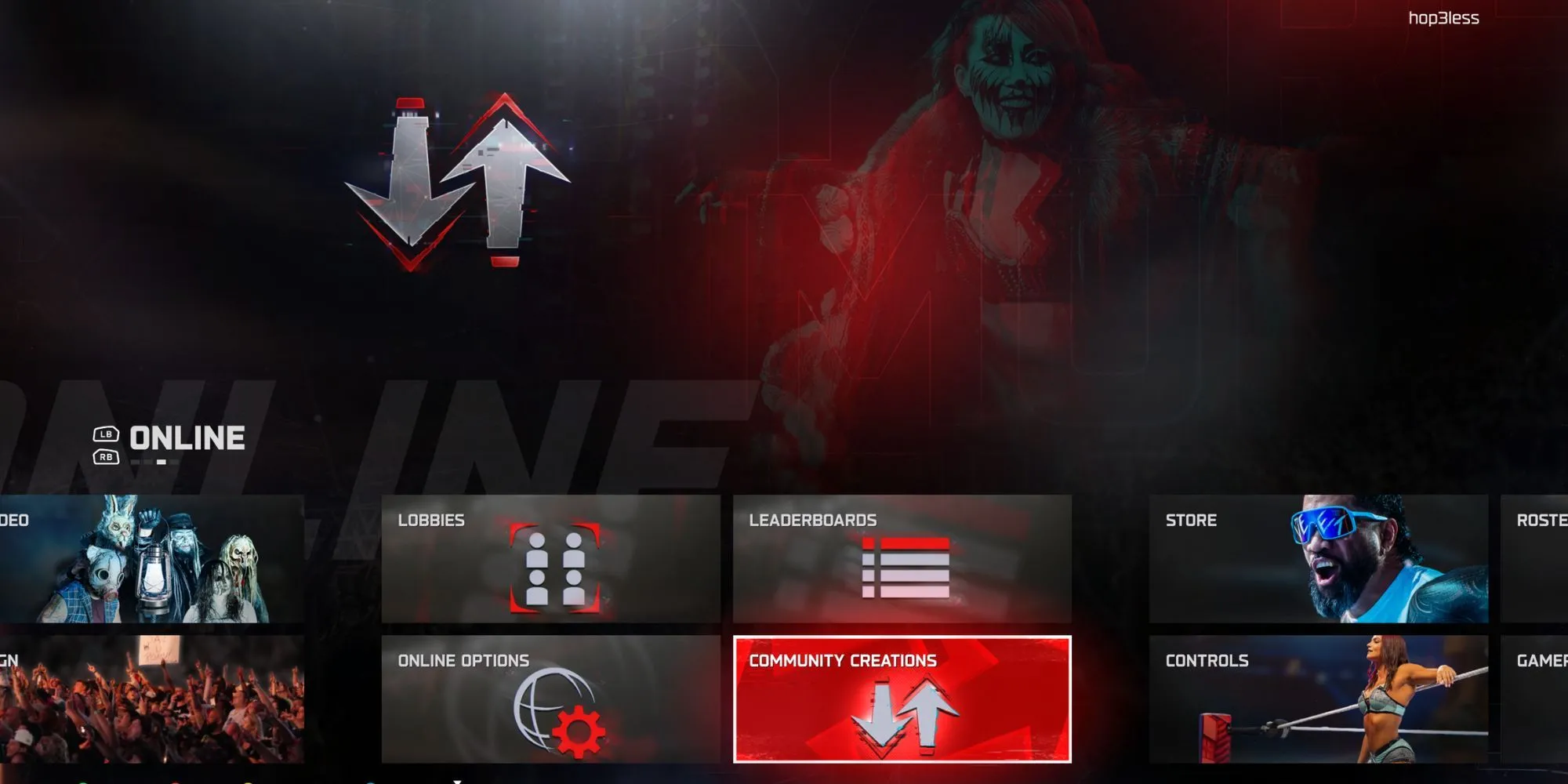 Giao diện tải siêu sao tùy chỉnh WWE 2K25 trong mục Community Creations