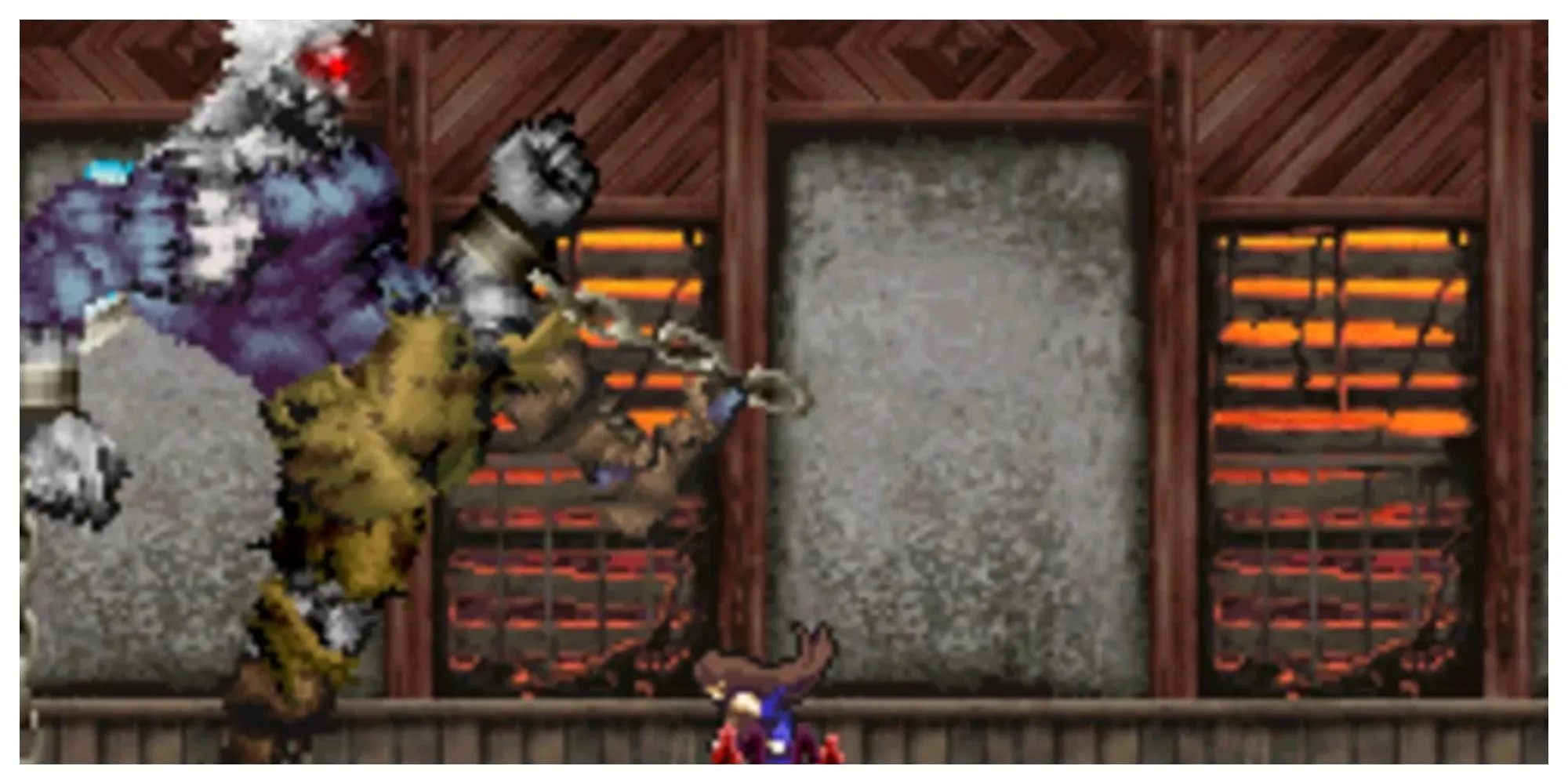 Goliath, quái vật khổng lồ trong Castlevania: Order of Ecclesia, đang chuẩn bị tấn công Shanoa