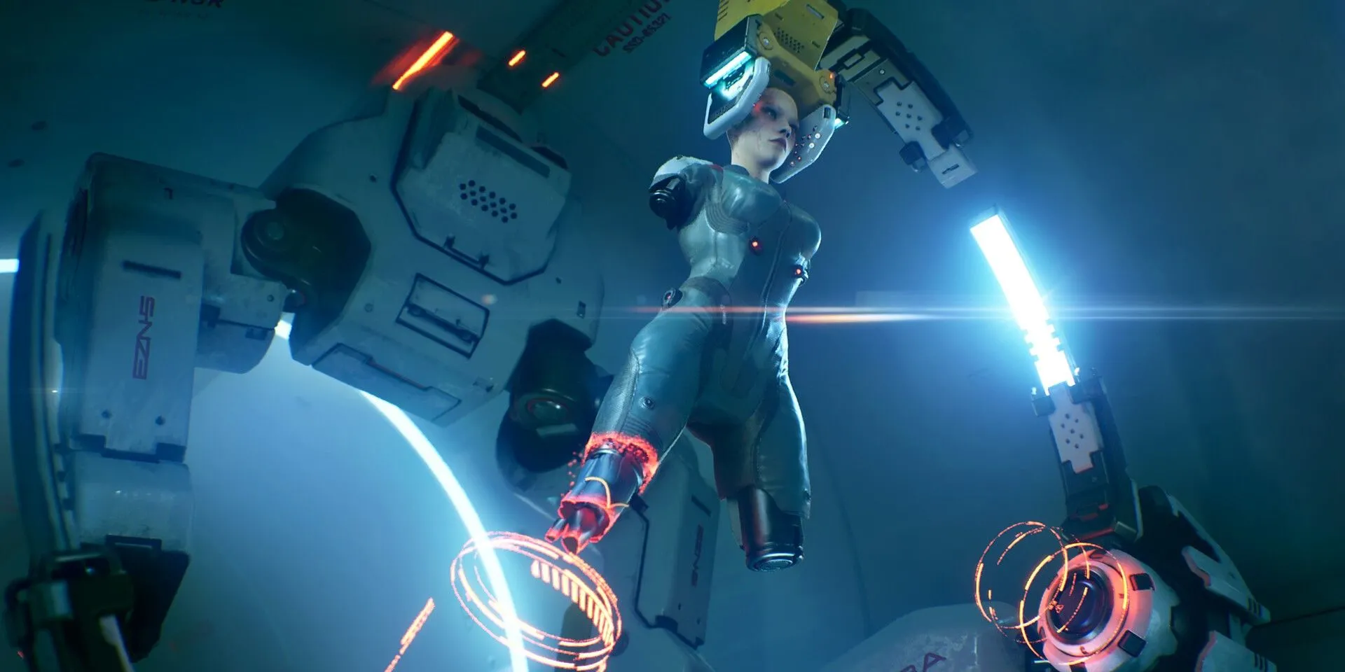 Hình ảnh ASKA trong METAL EDEN thể hiện rõ phong cách cyberpunk