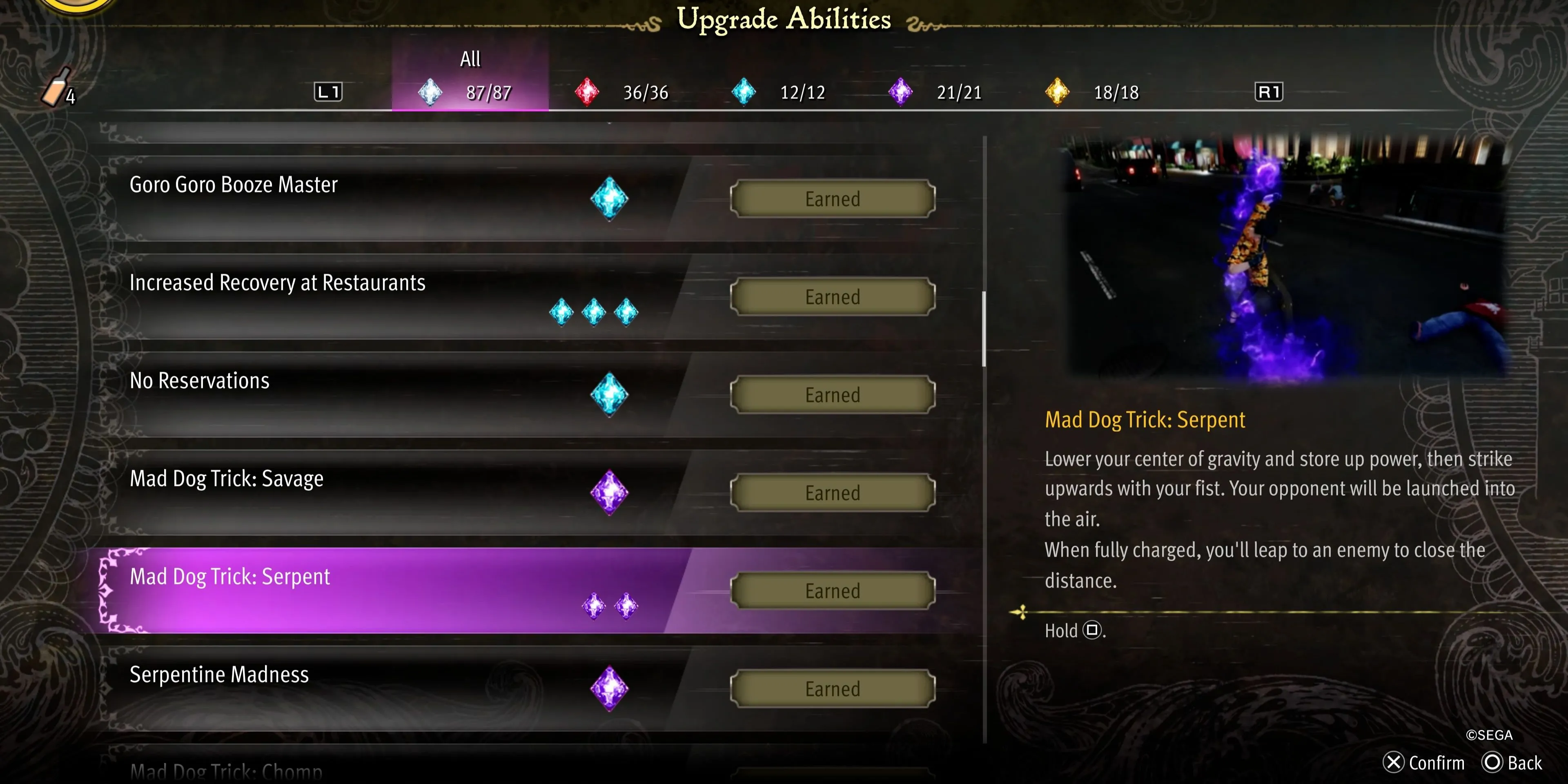 Hình ảnh Majima sử dụng kỹ năng Mad Dog Trick Serpent hất tung đối thủ trong Pirate Yakuza