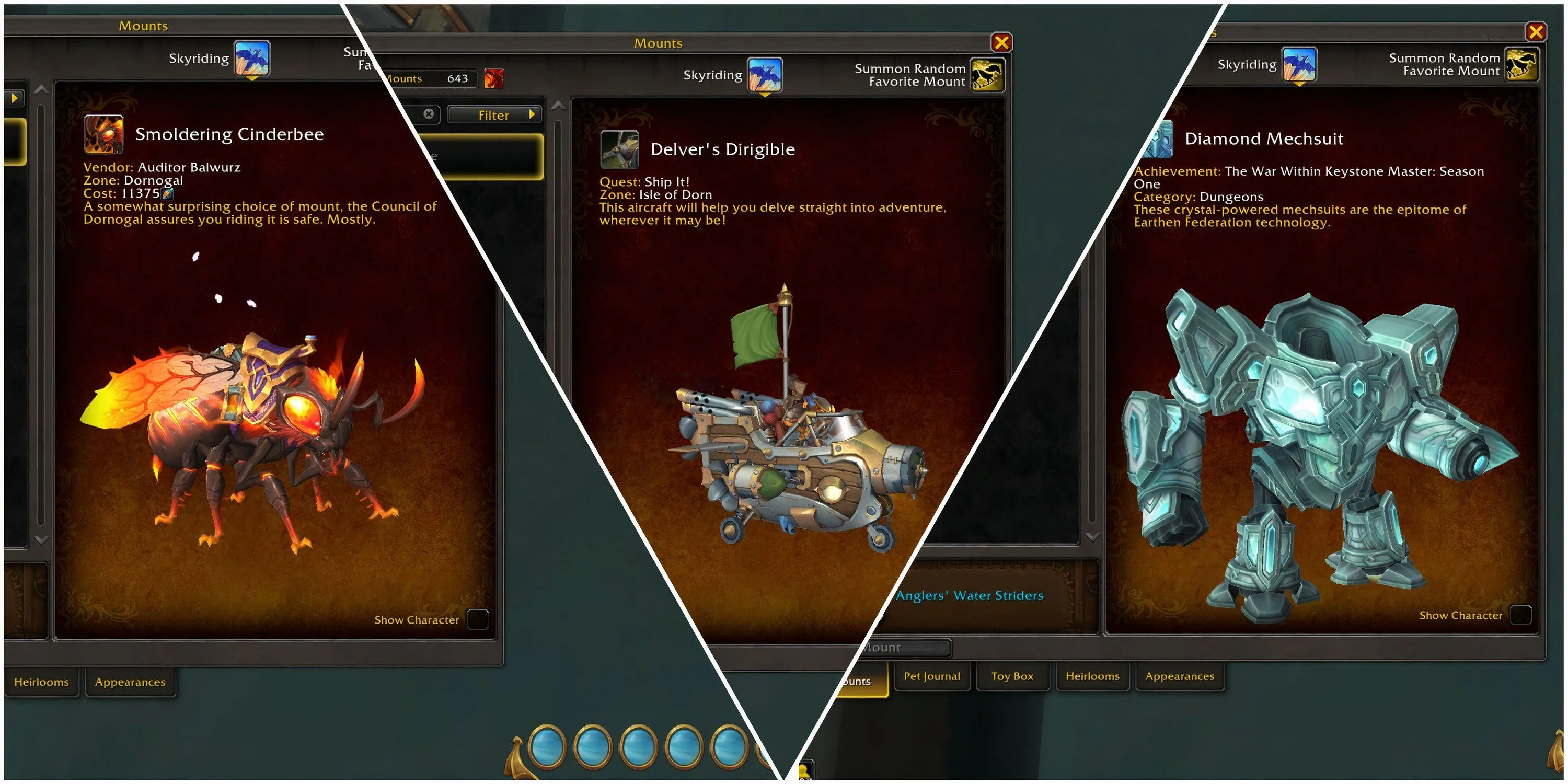 Hình ảnh so sánh các mount mới trong World of Warcraft The War Within