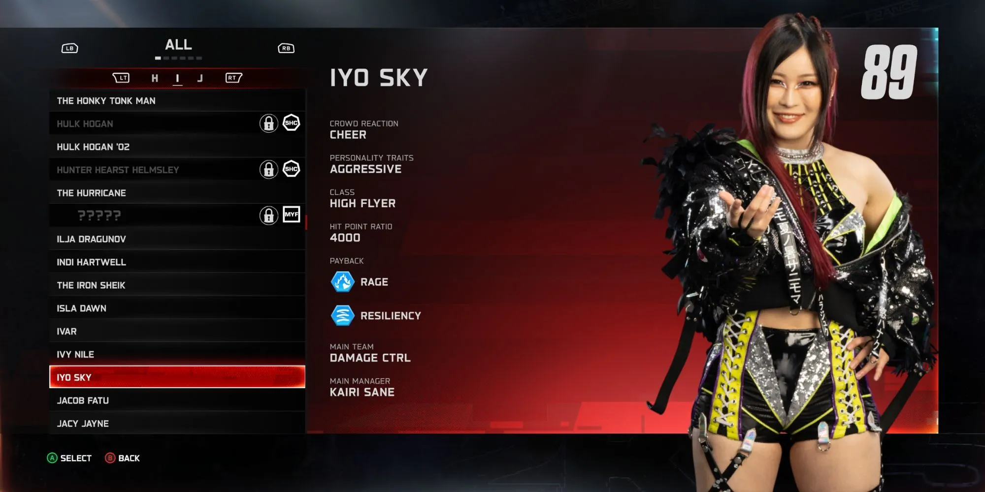 Iyo Sky, đại diện cho phong cách High Flyer trong WWE 2K25, thực hiện một cú bay ấn tượng