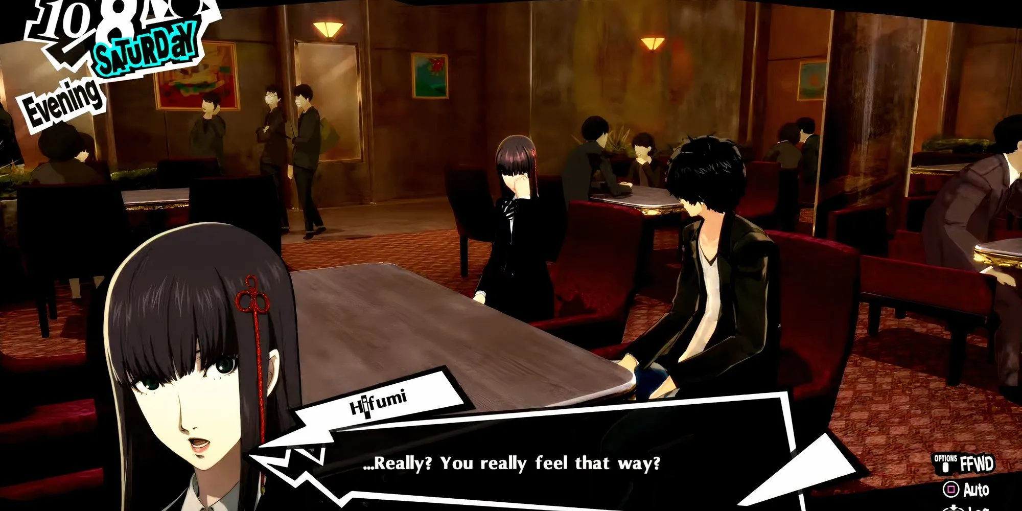 Joker có lựa chọn tỏ tình với Hifumi Togo trong Persona 5 Royal tại rank 9 Confidant