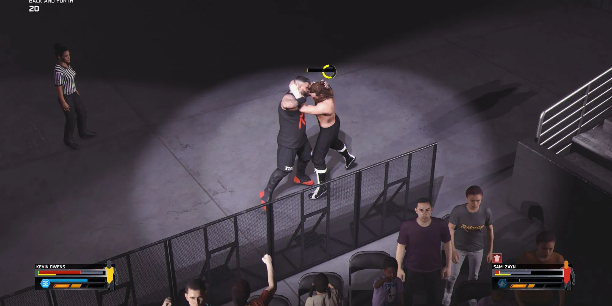 Kevin Owens và Sami Zayn trong một trận đấu kịch tính của WWE 2K25