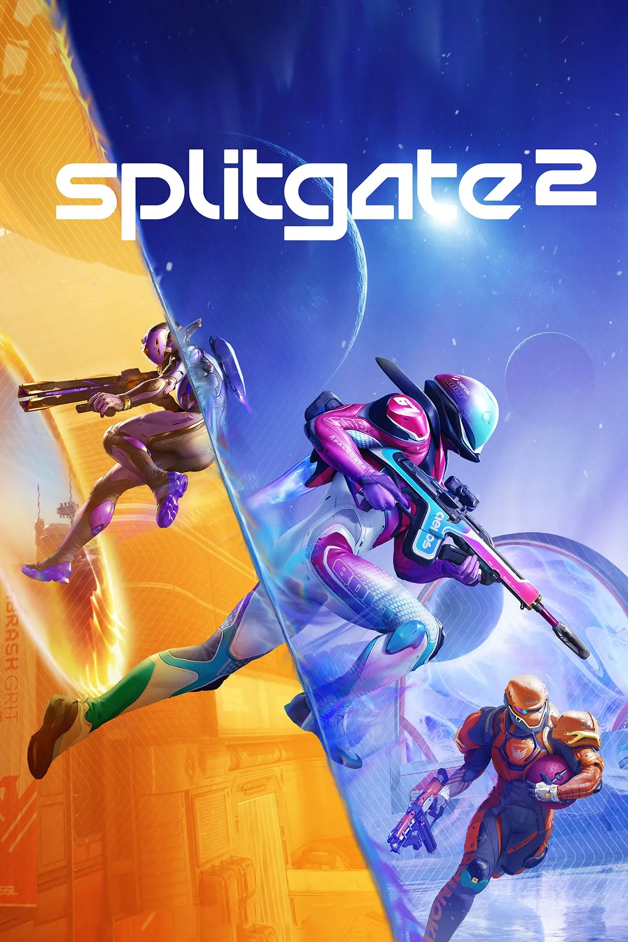 Key art chính thức của Splitgate 2 với nhân vật và cổng không gian đặc trưng
