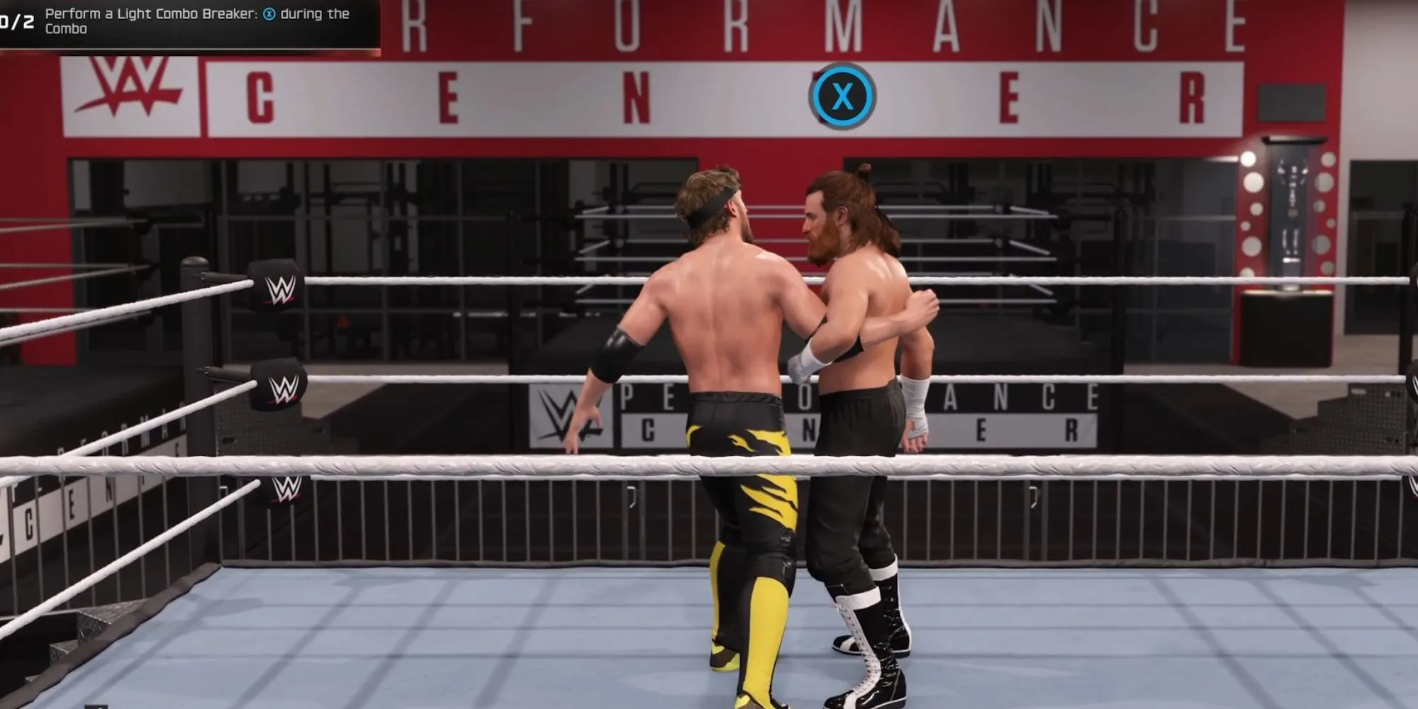 Khoảnh khắc thực hiện thành công một cú Breaker để ngắt combo đối thủ trong WWE 2K25