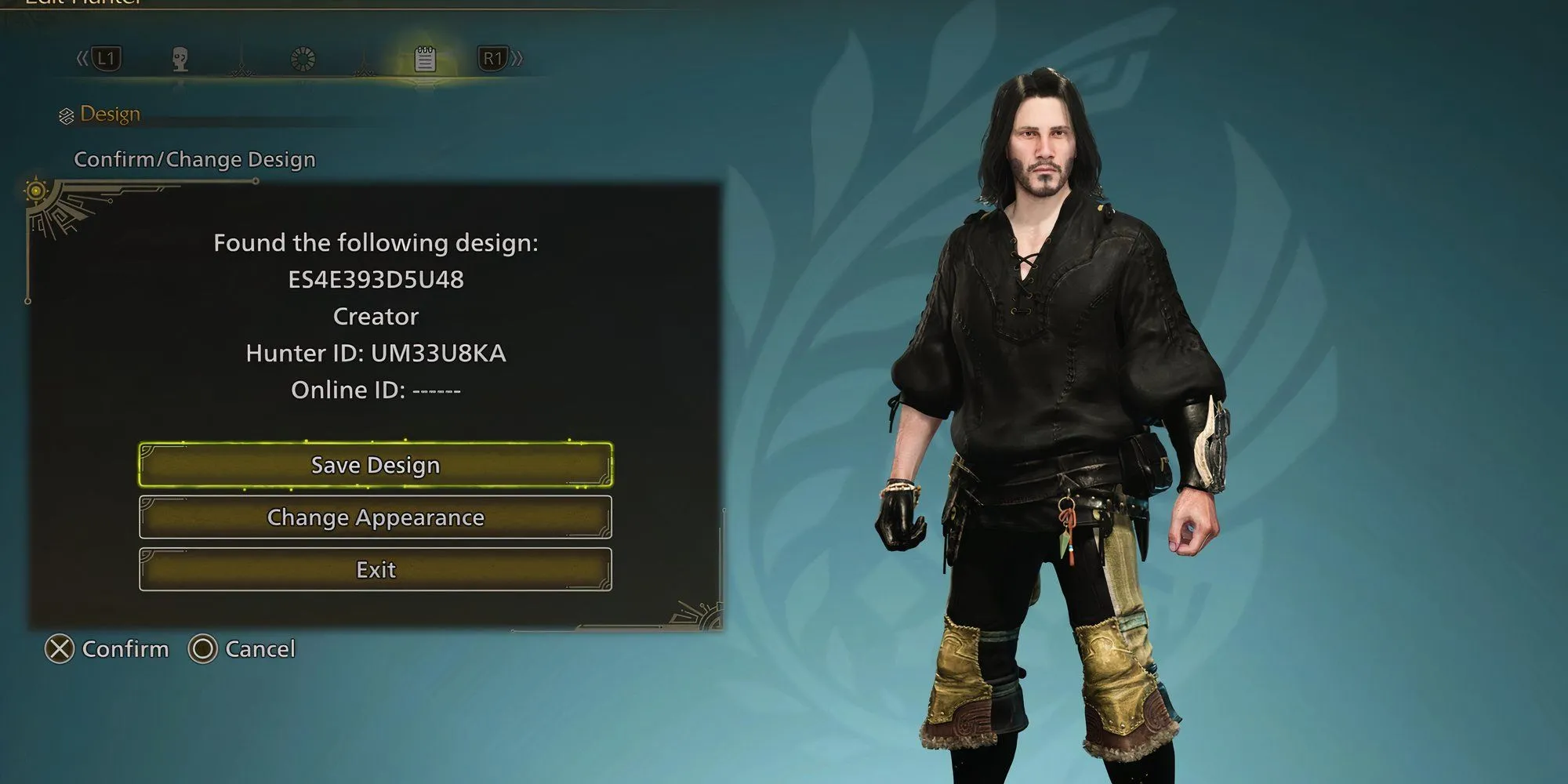 Mã tạo hình nhân vật Keanu Reeves trong vai John Wick cho game Monster Hunter Wilds