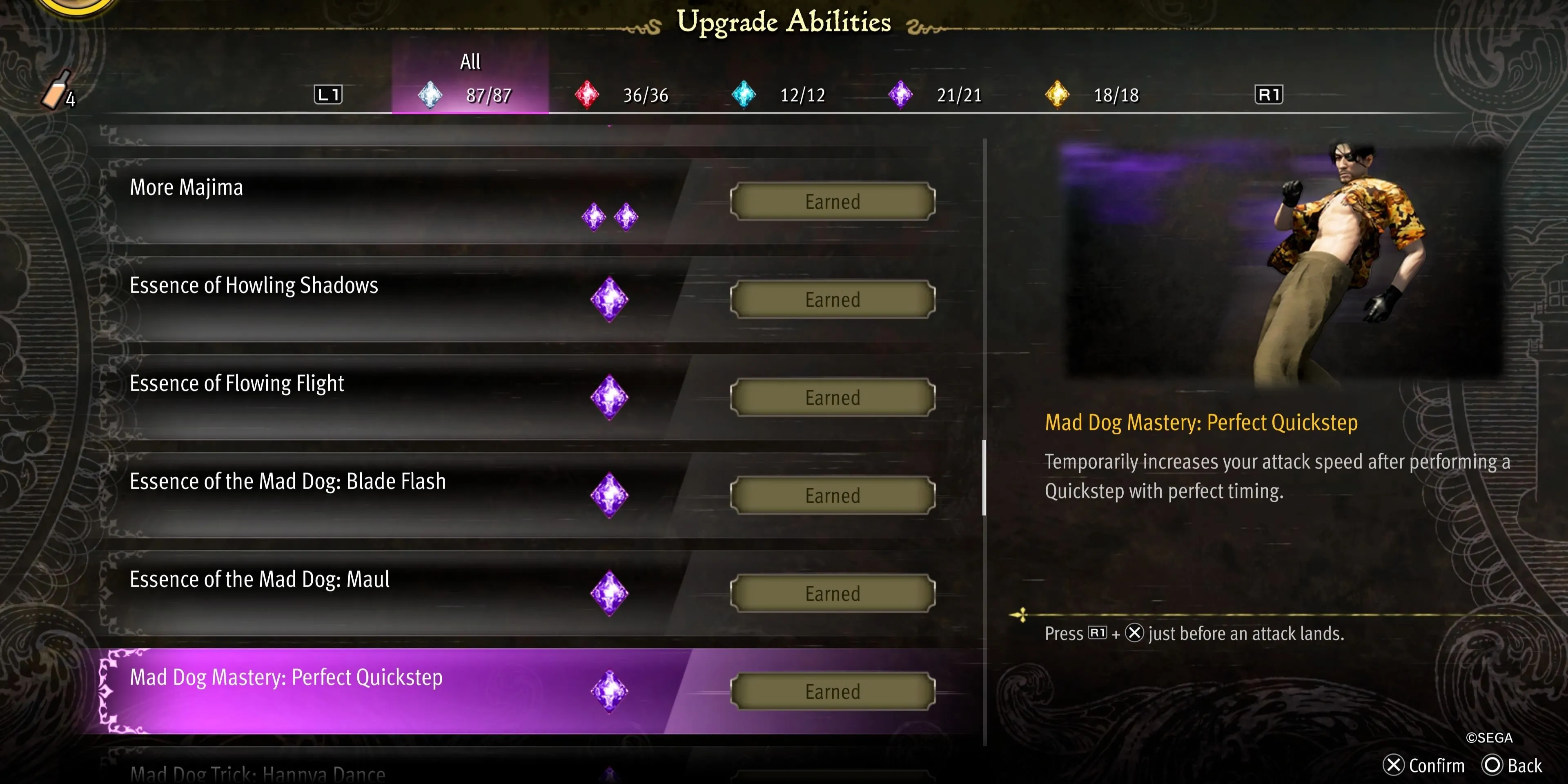Majima thực hiện Perfect Quickstep trong phong cách Mad Dog, Pirate Yakuza