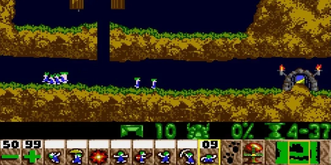 Màn chơi đầu tiên của game chiến thuật giải đố kinh điển Lemmings