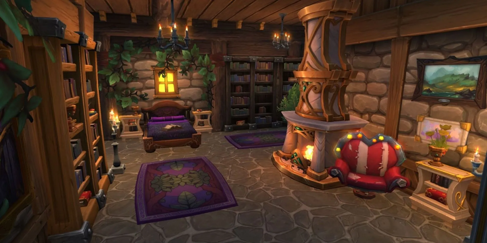 Minh họa không gian nhà ở trong World of Warcraft với nhiều tùy chọn trang trí
