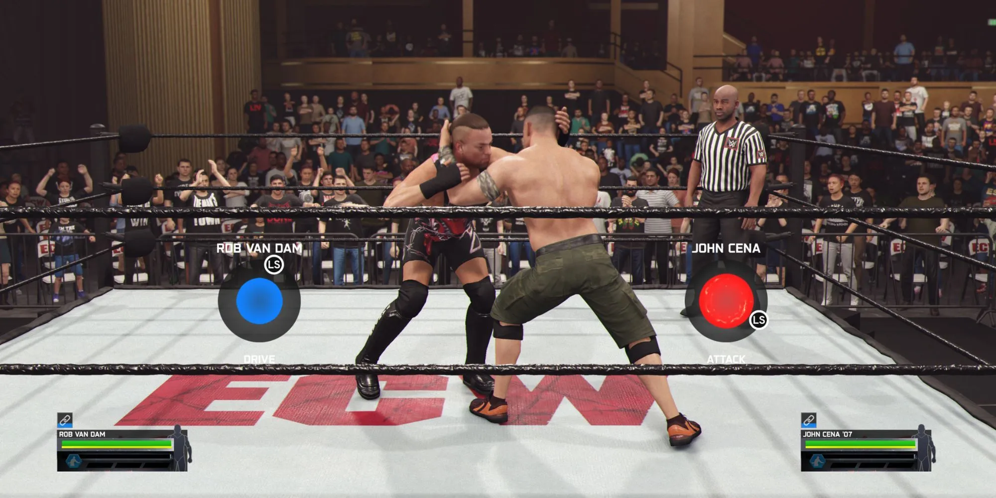 Mini-game chain wrestling trong WWE 2K25 yêu cầu người chơi xoay joystick