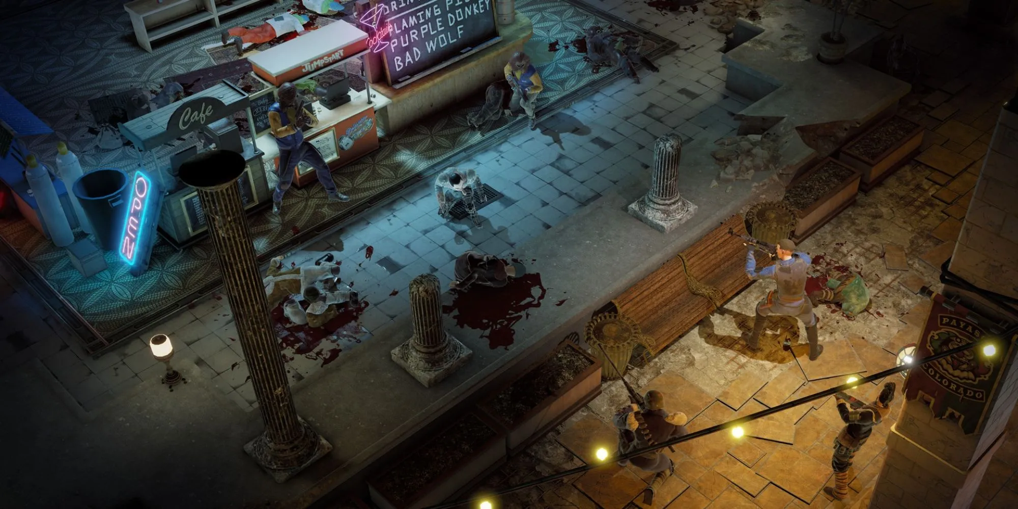 Một cảnh chiến đấu trong game Wasteland 3 với các nhân vật đang ẩn nấp