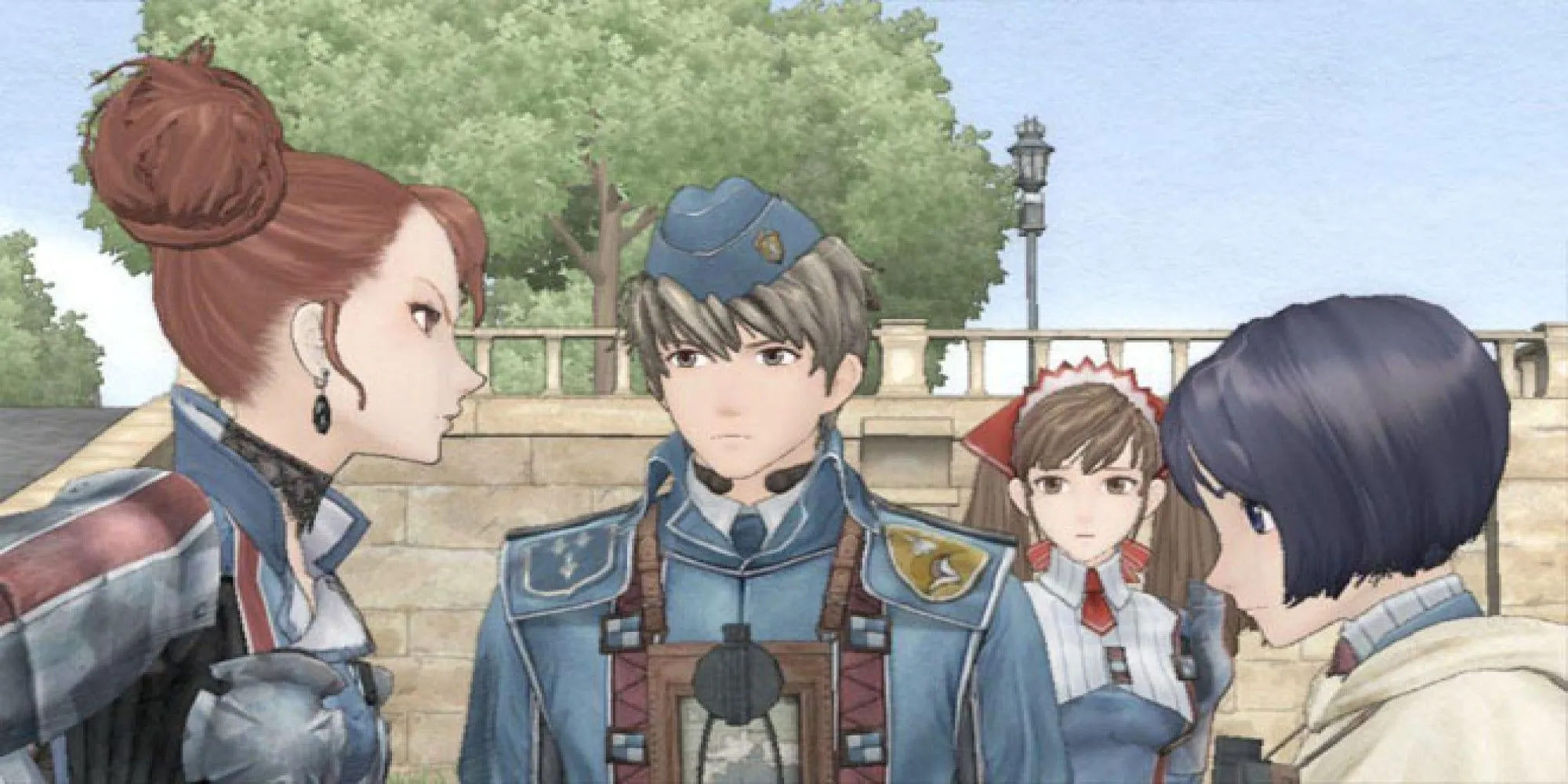 Một cảnh gameplay trong Valkyria Chronicles với đồ họa phong cách anime