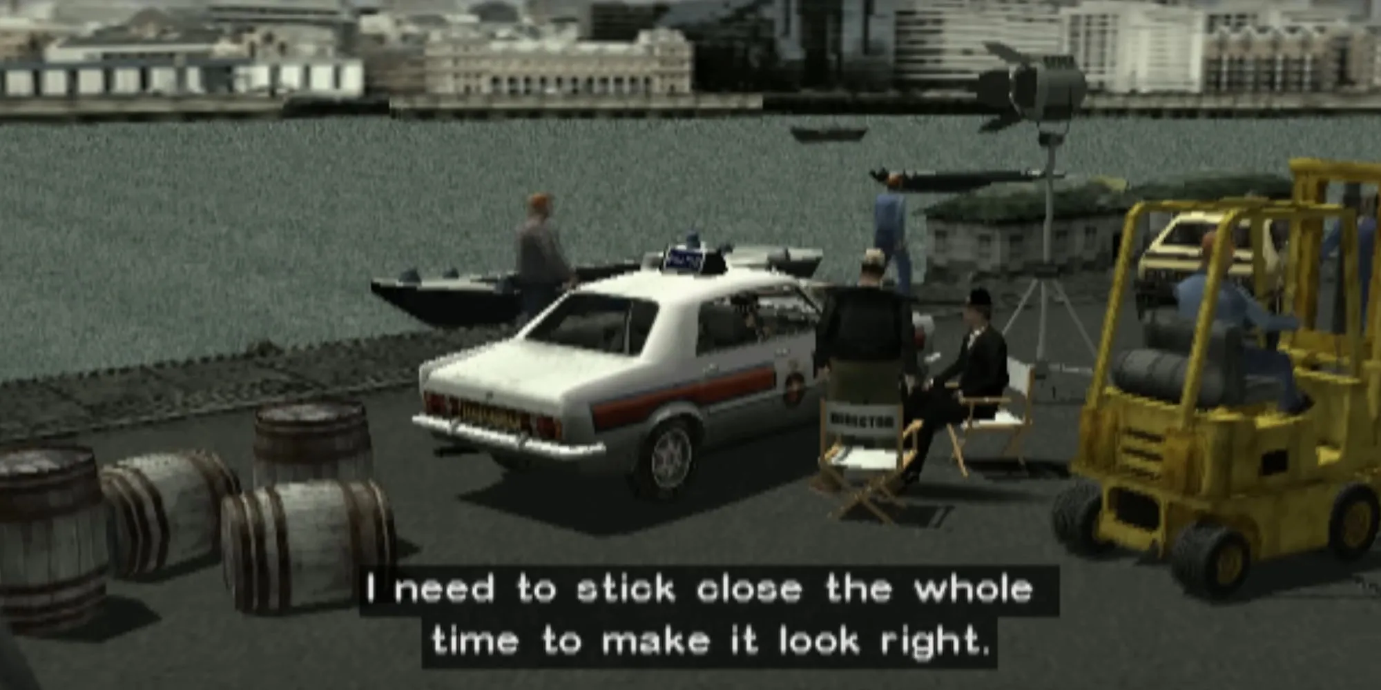 Một cảnh hành động cháy nổ với ô tô trong game Stuntman PS2