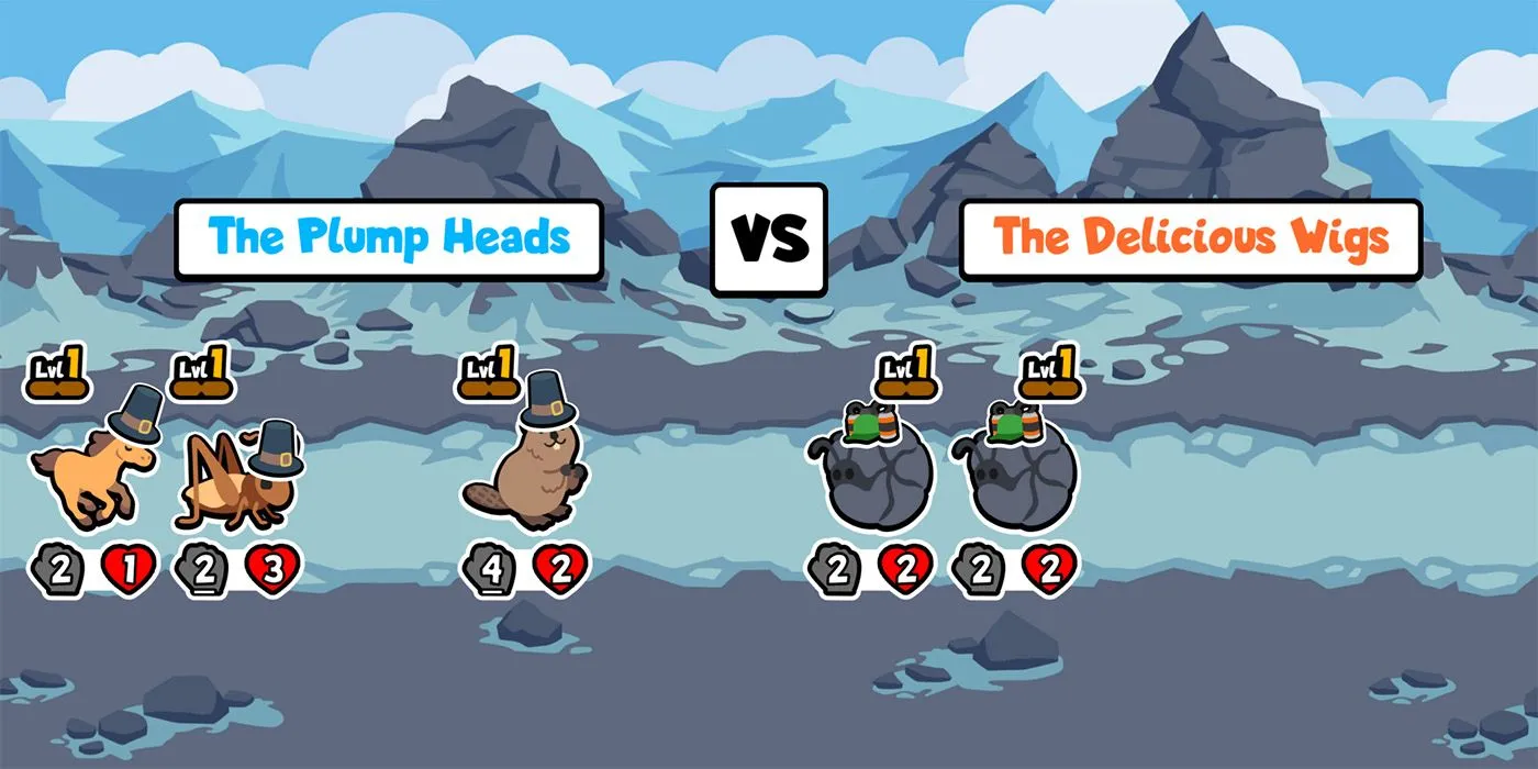 Một đội hình thú cưng trong game chiến thuật Super Auto Pets