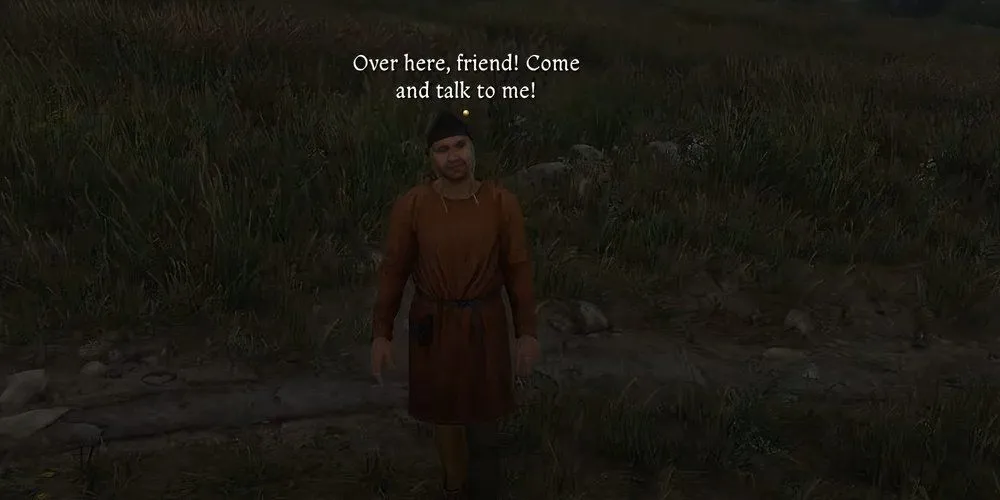Một sứ giả của Hội Trộm chặn đường Henry trong Kingdom Come Deliverance 2 để giao nhiệm vụ The Spark.