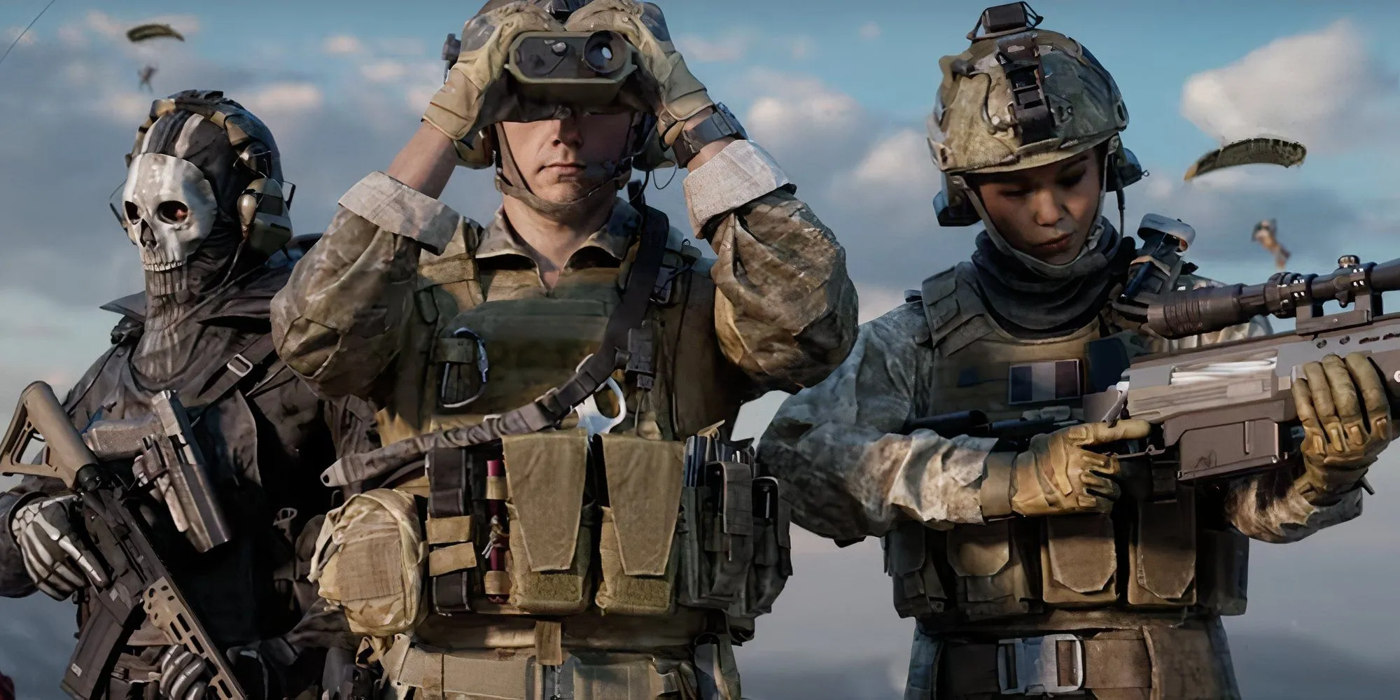 Một tổ đội ba người chơi Call of Duty Warzone sẵn sàng chiến đấu trên Verdansk